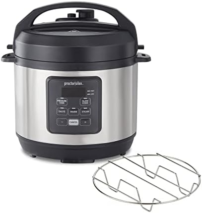 Proctor-Silex Simplicity 4-in-1 Electric Pressure Cooker, 3 Quart Multi-Function With Slow Cook, Steam, Sauté, Rice, Stainless Steel (34503)