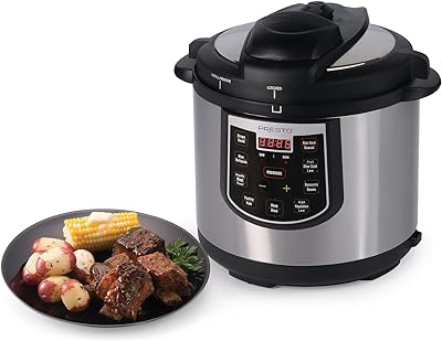 Presto 02141 6-Quart Electric Pressure Cooker, Black, Silver, Stainless steel